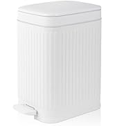 rejomiik Small Bathroom Trash Can with Lid Slim Soft Close Garbage Can Step Wastebasket Container...