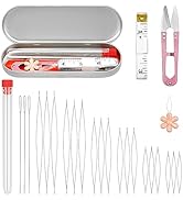 FIVEIZERO 21 Pieces Beading Needles Set, 6 Sizes Seed Beads Needles Big Eye, Collapsible Beading ...