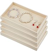 DICOSMETIC 4Pcs Velvet Jewelry Trays Old Lace Rectangle Jewelry Display Trays Stackable Earrings ...