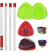 Mop Heads Spin Mop Handle Brush &amp; Base Set Compatible with Ocedar EasyWring | 30-58 inch Adjustab...