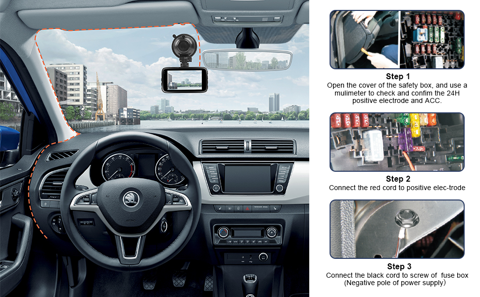 Easy to use hardwire kit for dash camera