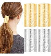 4 Pcs Ponytail Holder Hair Clips Simple Cylinder High Ponytail Buckle Hair Cuff Metal Dress Up Ha...