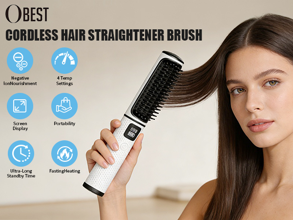 CORDLESS HAIR STRAIGHTENER BRUSH