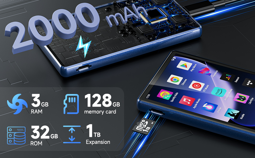 OTG Kids Android MP3 Player with Spotify, Touchscreen, Bluetooth &amp; WiFi, Stream Spotify &amp; Audiobooks