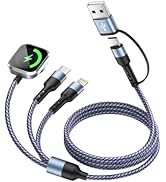 Travel Essentials Multi Charging Cable for Apple Watch Charger, 3in2 USB C Cable Multiple Charger...