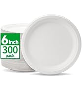 Disposable Paper Plates 6 Inch [300 Pack] White