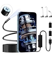 Jebousike Endoscope Camera with Light,1080P HD Borescope with 8 LED Lights 6.6FT Semi-Rigid Snake...