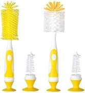 Ariseno Baby Bottle Brush Set, Bottle Brush for Baby, Bottle Cleaner Brush Set, Including Nylon a...