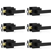 Plustool 6 Pack Matte Black Door Handles, Keyless Interior Door Knobs, Privacy Door Lever Lockset...