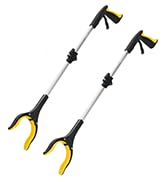 2 Pack 32 inch FDA Registered GrabRunner Reacher with Rotating Head and Magnet (New Yellow)