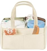 Baby Diaper Caddy Organizer - Portable Nursery Storage Basket for Newborn Essentials, Foldable Di...
