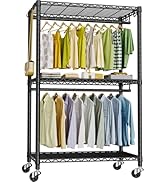 FUTASSI P3 Rolling Clothes Rack, Clothing Racks for Hanging Clothes, Heavy Duty Garment Rack with...