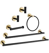 Black and Gold Towel Bar Set 6 Pieces Bathroom Hardware Accessories Set Include 19.68/23.6 in Tow...