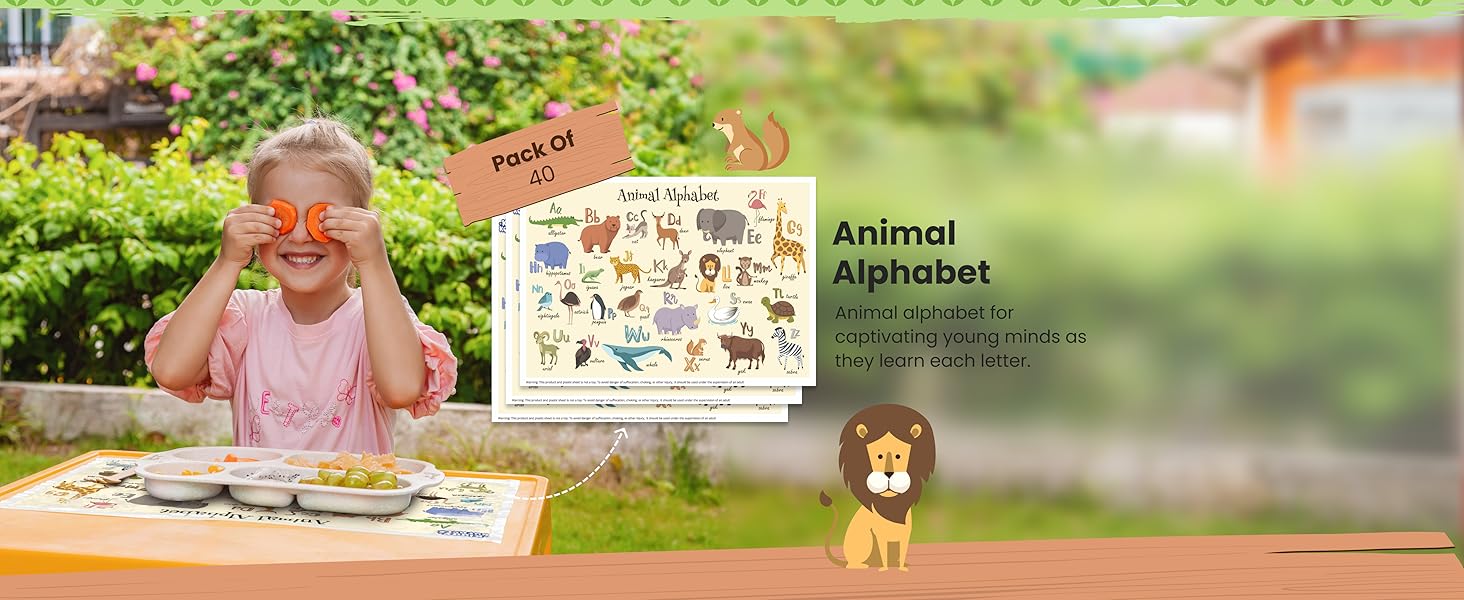 Animal alphabet placemats