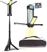 Mlogiroa Rechargeable LED Work Light with Stand - Cordless Work Lights Kit 3 Page Head,500/1000/2...