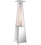 Vivicreate Pyramid Propane Patio Gas Heater 42000 BTU with Quartz Glass Tube Auto Ignition Wheels...