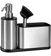 ODesign Bathroom Dish Soap Dispensers with Caddy (A Spare Brush Included) Kitchen Sink Organizer ...