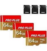 3 Pack TF Card 64GB with Adapter, High Speed Memory Card, UHS-I C10 A1 Memory TF Card for Tablet/...