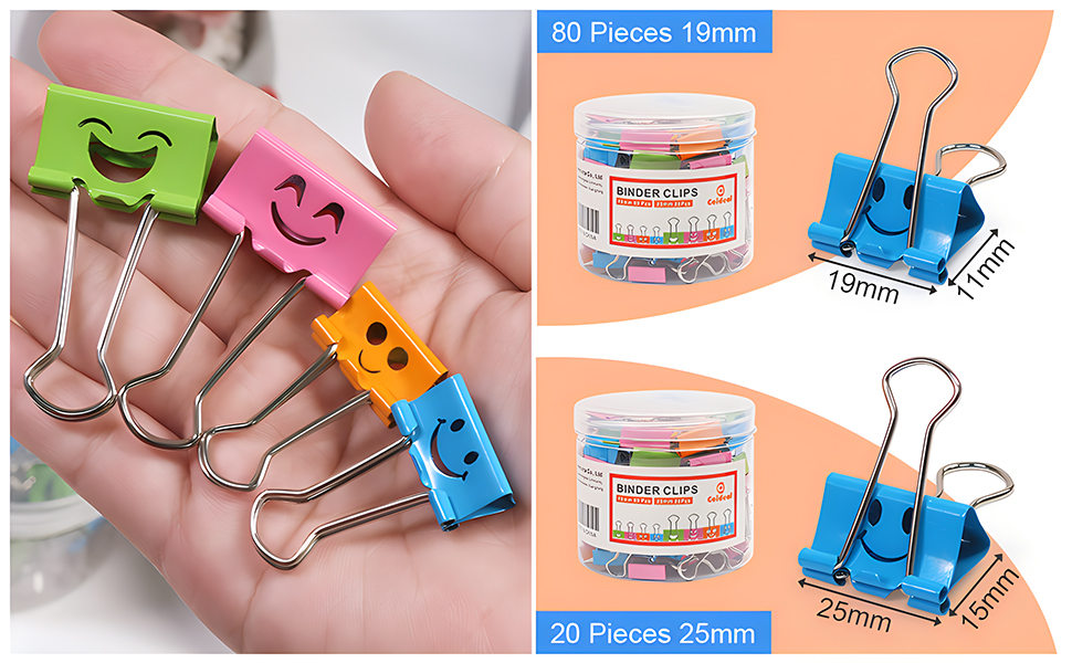 smiling binder clips small
