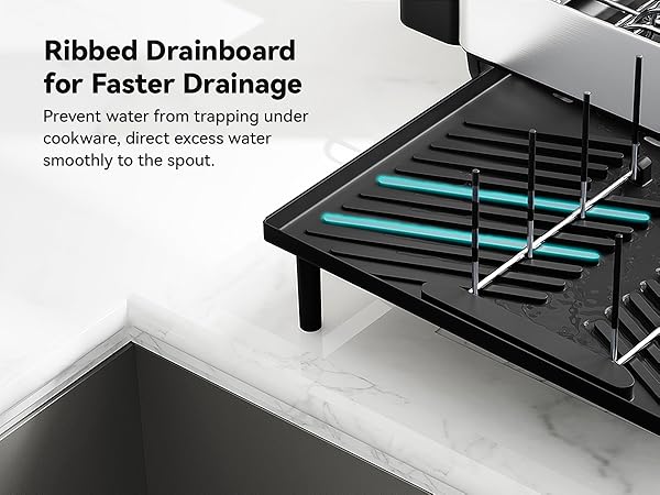 Expandable Dish Drying Rack_Large Dish Racks for Kitchen Counter_Stainless Steel Dish Drainers