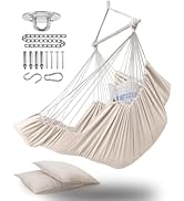 ADVOKAIR Hanging Hammock Chair Large Swing Chair with Foot Rest and Hardware,Max 500lbs,Steel Spr...