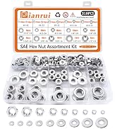 Dianrui 310PCS SEA Hex Nuts Assortment Kit with Flat Washers, 10 Size Hexnut and Flat Washer Set ...