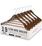 HOUSE DAY 19'' Extra Wide Shoulder Wooden Hangers 6 Pack, Premium Large Wood Suit Hangers with No...