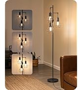 EDISHINE Dimmable Farmhouse Floor Lamp, Industrial Standing Lamp for Living Room, 3 LED Edison Bu...