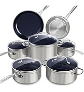 Nuwave Healthy Duralon Blue Ceramic Nonstick Cookware Set, Diamond Infused Scratch-Resistant, PFA...