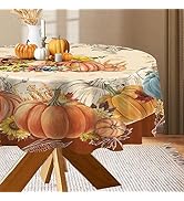 Cusugbaso Thanksgiving Round Tablecloth 70 inches - Thanksgiving Decorations for Home - Water Res...