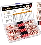 SVAAR 72pcs 2 4 6 AWG Copper Wire Lugs Heavy Duty Battery Cable Lug UL Listed 2 4 6 Gauge Battery...