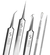 5pcs Blackhead Remover Tweezers Pimple Popper Tool Kit, Precision Acne Needle Comedone Blackhead ...