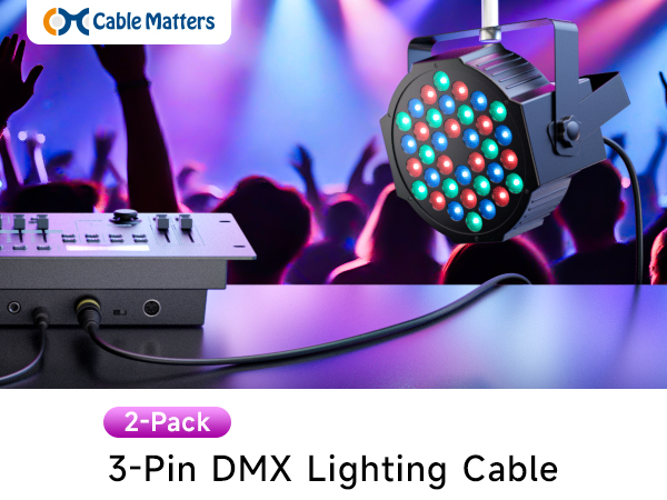 Cable Matters 5 Pin to 3 Pin DMX Adapter Cable – 5 Pin Male to 3 Pin Female DMX Converter