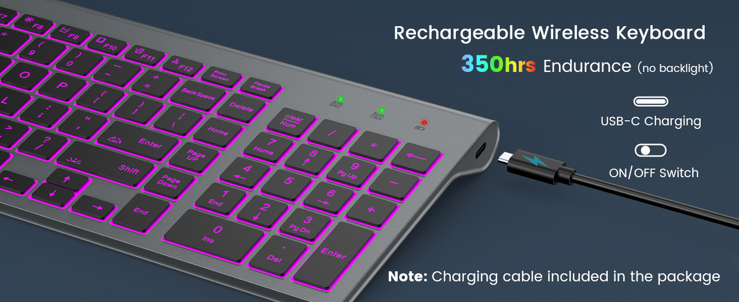 rechargeable Wireless keyboard long lasting