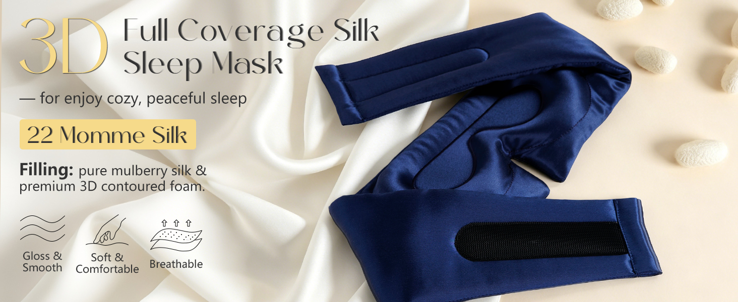 Breathable silk material, no stuffiness for night sleep and office nap use.