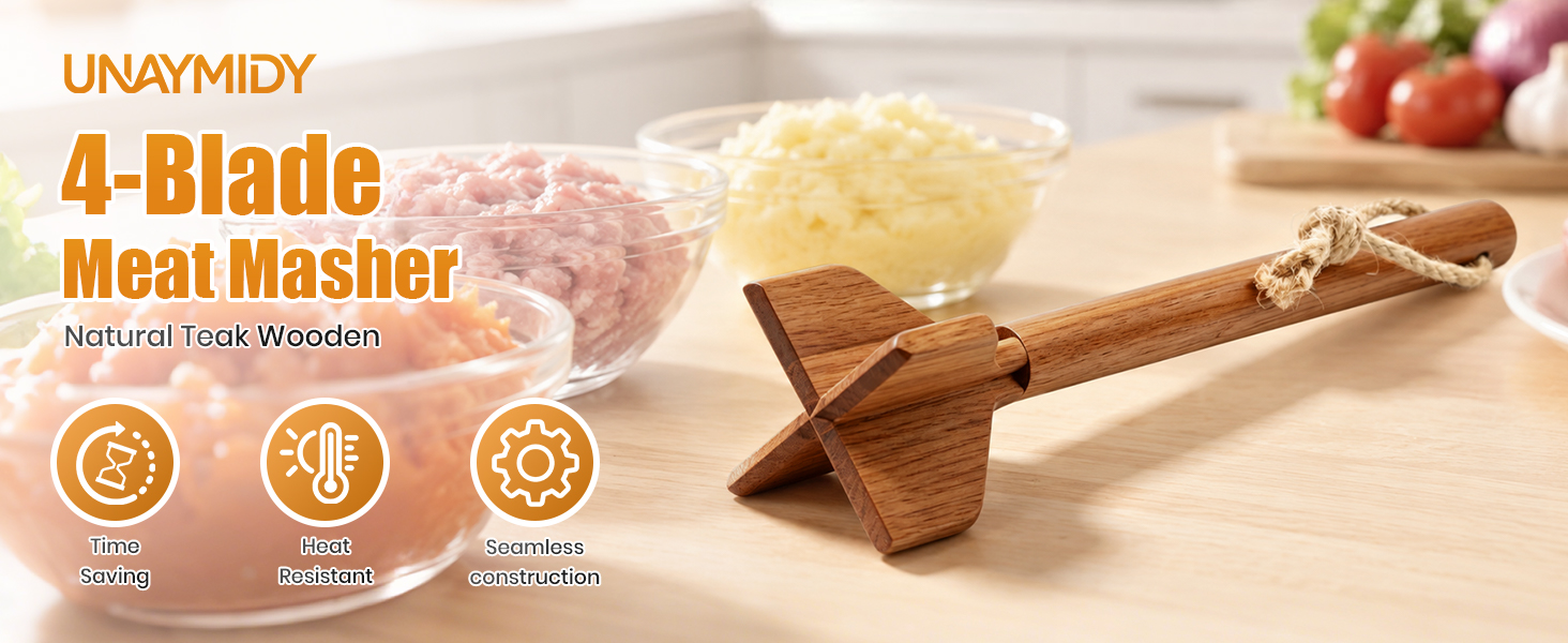 Teak Wooden Ground Beef Masher