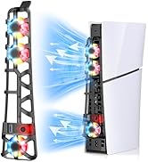 FASTSNAIL RGB Cooling Fan for PS5 Slim Digital/Disc, Automatic Fan Speed Adjustable by Temperatur...