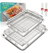 Air Fryer Basket, OPENICE 2 Set Air Fryer Pan and Crisper Tray for Oven, Non-stick Oven Air Fryer...
