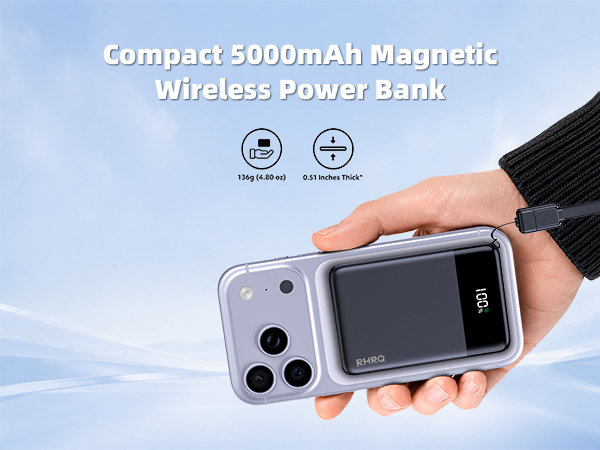 Compact 500omAh Magnetic Wireless Power Bank