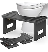 Foldable Toilet Stool, 7 Inch Poop Stool for Bathroom, Bamboo Toilet Stool Squat Adult, Collapsib...