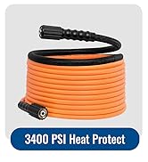 YAMATIC Upgraded Flexible Pressure Washer Hose 50 FT 3400 PSI, 1/4" Wear &amp; Kink Resistant Power W...