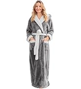 PJGGZ Long Robes For Women Floor Length, Fluffy Fleece Warm Cozy Hooded Bathrobe Plush Luxury Plu...