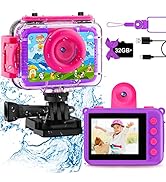 GKTZ Gift for Girls Age 3-14 - Kids Waterproof Camera Digital Video Camera 180 Rotatable 20MP Und...