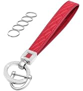 OHKYOOT Microfiber Leather Wristlet Keychain,Wrist Keychain Car Key Chain with 5 Key Ring and Ant...