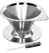 LHS Pour Over Coffee Dripper Reusable Coffee Filter Paperless Coffee Filter Stainless Steel Pour ...