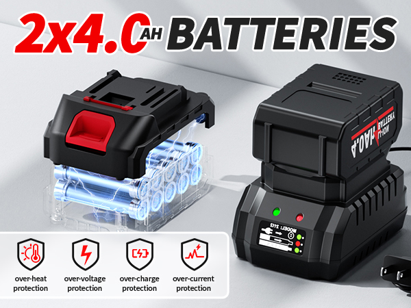 Battery Powered Angle Grinders 4-1/2 in, Angle Grinder Cordless with Batteries and Charger