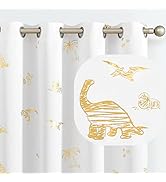 JINCHAN Dinosaur Curtains for Kids Room Gold Foil Print Thermal Insulated Curtains Light Reducing...