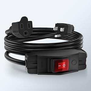 Switched Extension Cord 8 Ft Outdoor 3 Prong Extension Cord with Switch On Off Waterproof