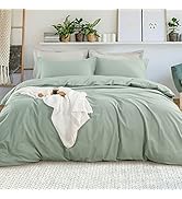 EMME Cotton Twin Duvet Cover Sage Green 2-Piece Soft Cotton Twin XL Comforter Cover Bedding Colle...