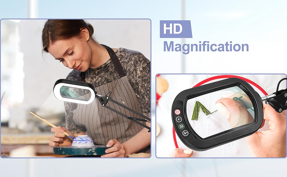 work light with magnifying glass